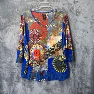 Colorful Women's Top with Abstract Design